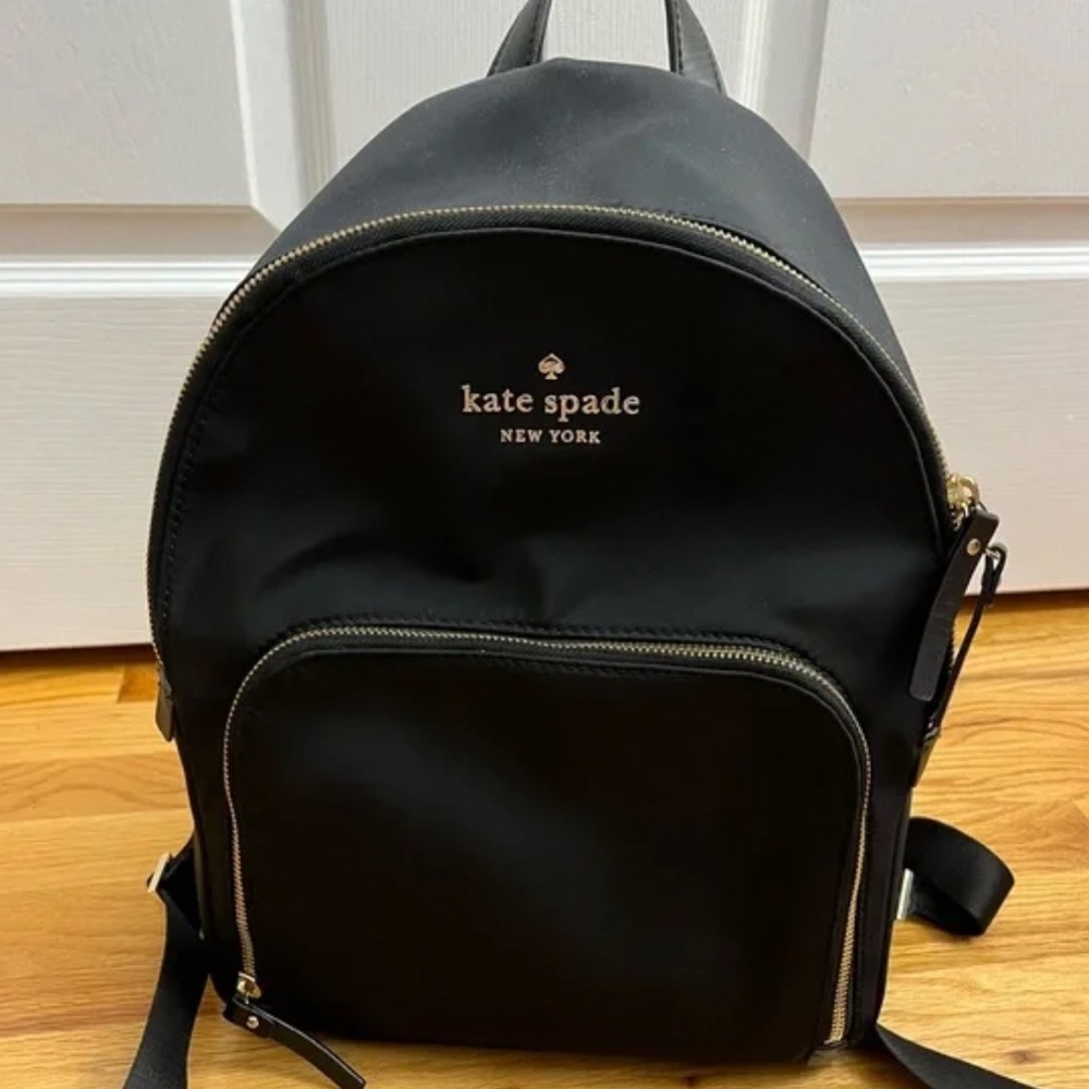 Kate Spade - Classic Black Backpack with Gold Zippers